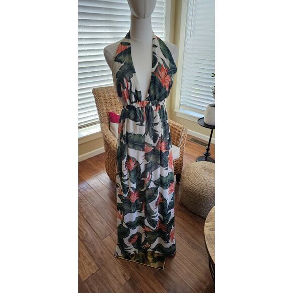 Show Me Your Mumu Luna Halter Dress Size M Tropical Beach Maxi - Picture 1 of 15